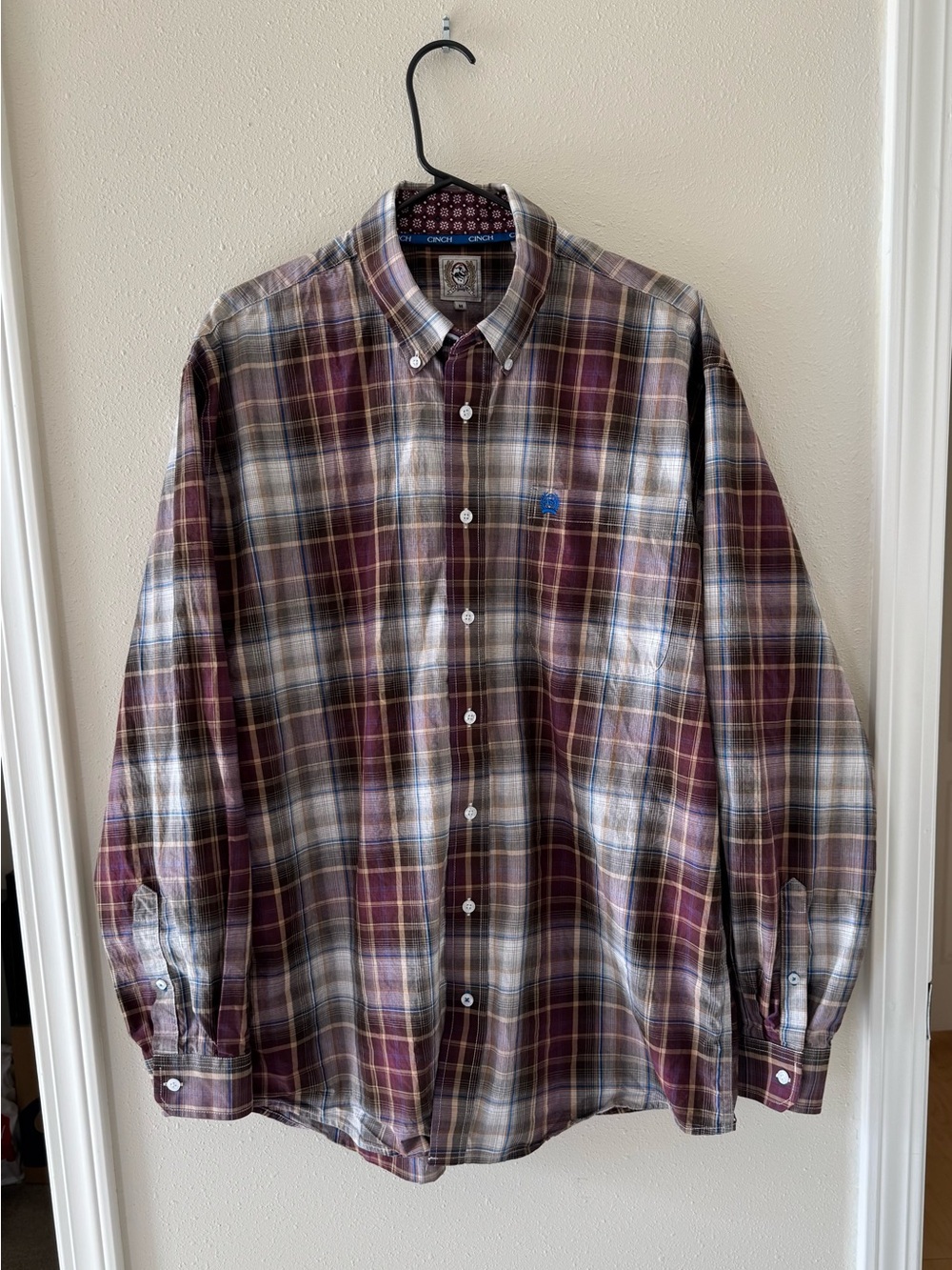 Cinch Men’s Medium Western Rodeo Plaid Button Down Shirt